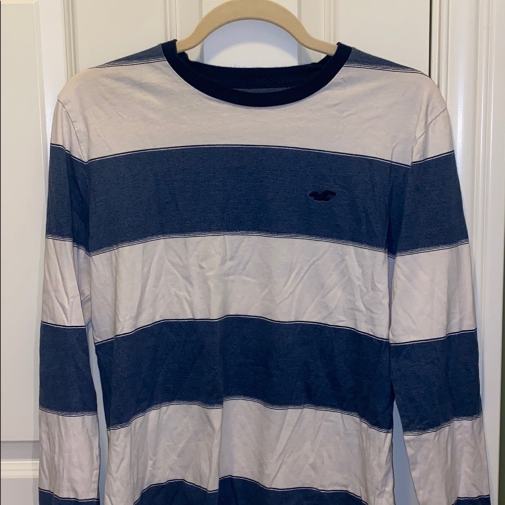 Blue & White Striped causal fit long sleeve tshirt